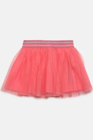 Benetton Girls Pink Net Flared Skirt