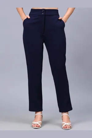 ENTELLUS Women Smart Straight Fit High-Rise Flat-Front Trousers