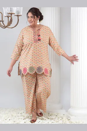 Bani Women Plus Size Floral Printed Three Quarter Sleeves Casual Tunic With Palazzos