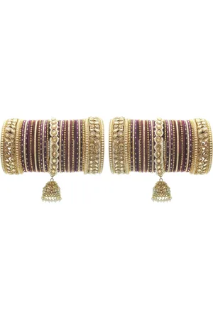 Leshya Set Of 70 Brass-Plated Kundan Studded Bangles