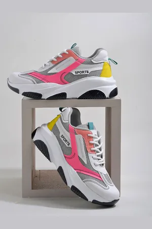 Shoetopia Women Colourblocked Round Toe Comfort Insole Lightweight Mesh Sneakers