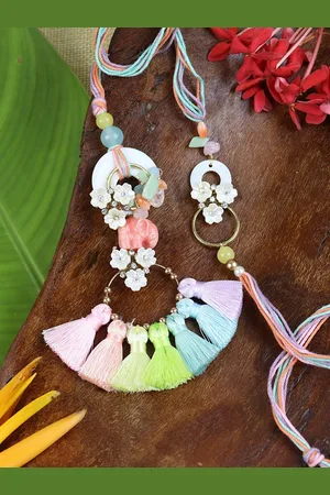 asthetika Set Of 2 Elephant Stone Thread Bhaiya Bhabhi Rakhi With Roli Chawal
