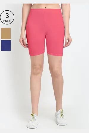 GRACIT Women Pack Of 3 Solid Cotton Slim Fit Cycling Shorts