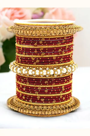 Leshya Set Of 31 Stone Studded & Beaded Details Bangles