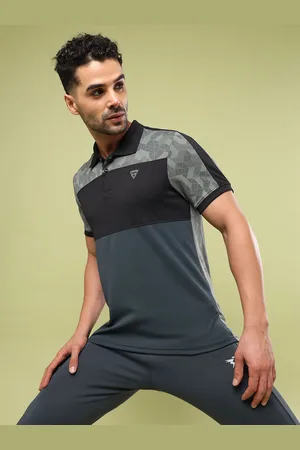 TECHNOSPORT Men Colourblocked Slim Fit Polo UPF50 Sports T-shirt