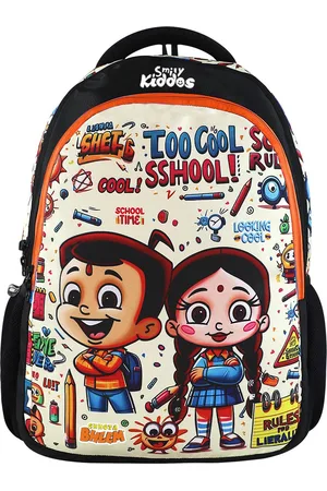 Smily Kiddos Unisex Kids Graphic Chhota Bheem Junior Backpack Too Cool 3 -Black & Orange