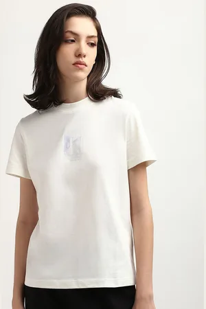 Calvin Klein Women Round Neck Solid Pure Cotton T-shirt