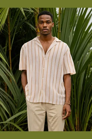 H&M Cotton Regular Fit Crochet Resort Shirt