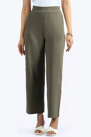 BlissClub Women Wrinkle Free Loose Fit High-Rise Trousers