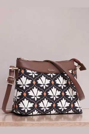 EXOTIC Women Floral Bucket Sling Bag with Fringed