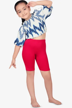 PROTEENS Girls Red Solid Slim Fit Biker Shorts