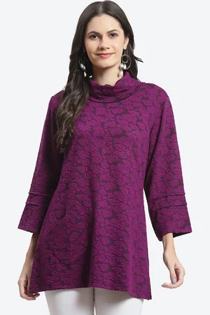 Menka Self Design High Neck Pure Cotton Top