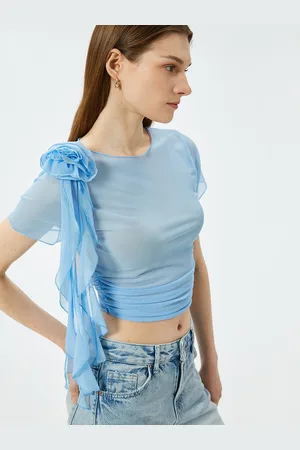 Koton Women Solid Round Neck Crop Top
