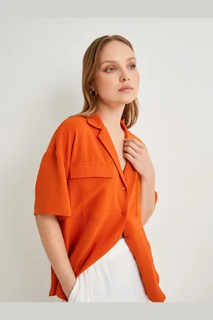 Koton Women Cuban Collar Solid Casual Shirt