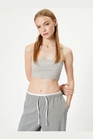 Koton Solid Strapless Crop Tube Top
