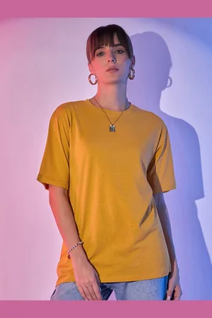 BuyNewTrend Women Round Neck Solid Oversized T-shirt