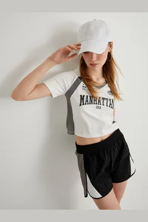Koton Women Typography Printed Polo Collar Slim Fit T-shirt