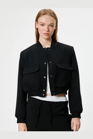 Koton Women Mock Collar Crop Tailored Jacket