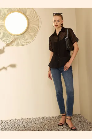 Berrylush Women Sheer Spread Collar Casual Shirt