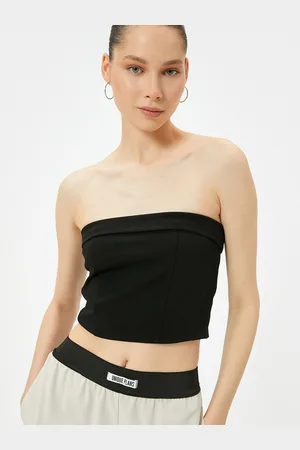 Koton Strapless Solid Tube Crop Top