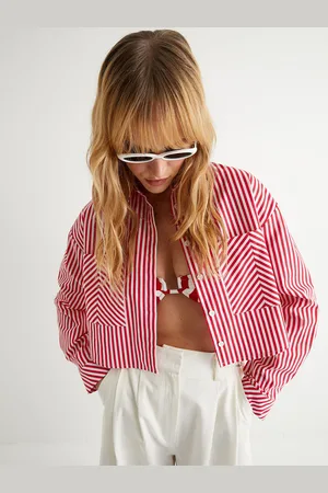 Koton Women Opaque Striped Regular Fit Crop Shirt