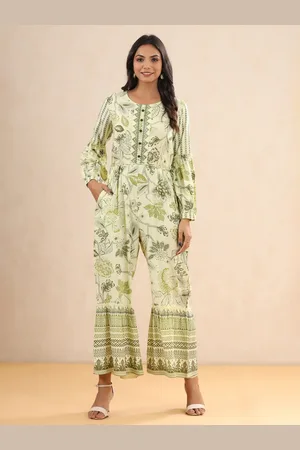 Juniper Women Lovely Olive Printed Elevated Bottom Jumpsuit