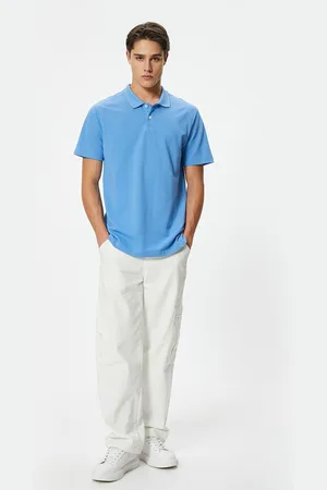 Koton Men Solid Polo Collar Pure Cotton T-shirt
