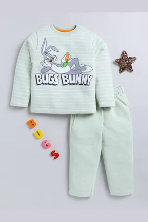 Moms Love Kids Bugs Bunny Printed T-shirt with Pyjamas