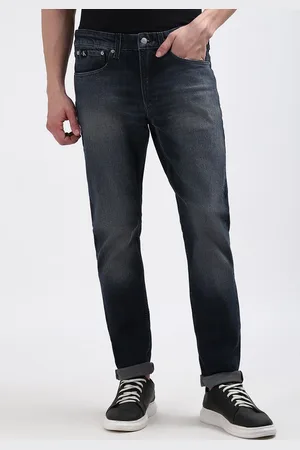 Calvin Klein Men Mid-Rise Cotton Slim Fit Low Distress Light Fade Jeans