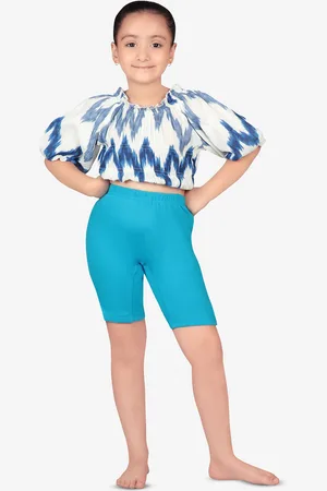 PROTEENS Girls Blue Solid Slim Fit Biker Shorts