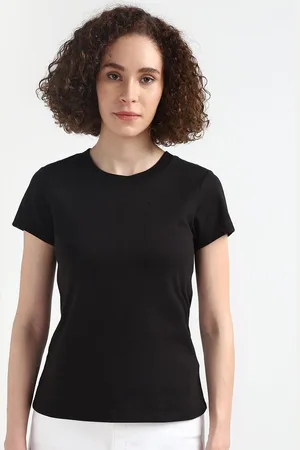 Calvin Klein Women Round Neck Slim Fit Solid T-shirt