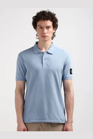 Calvin Klein Men Polo Collar Applique Cotton T-shirt