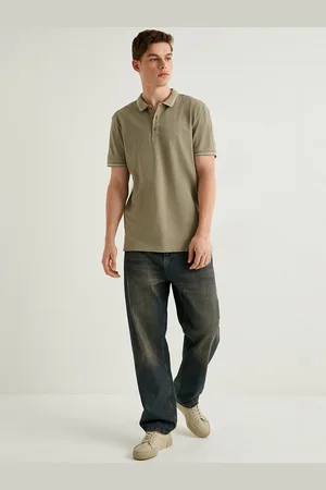 Koton Men Polo Collar Solid Pure Cotton T-shirt