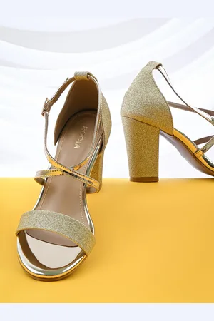 Rocia Shimmery Open Toe Block Heels
