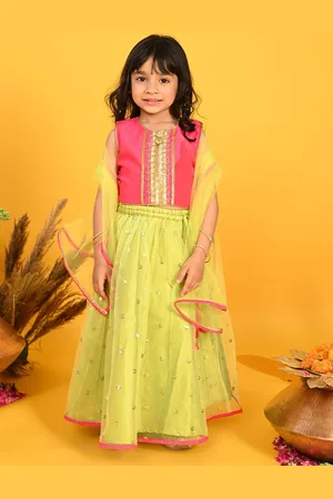 SAKA DESIGNS Girls Embroidered Sequinned Ready to Wear Lehenga & Blouse With Dupatta