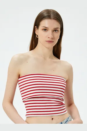 Koton Striped Strapless Crop Tube Top