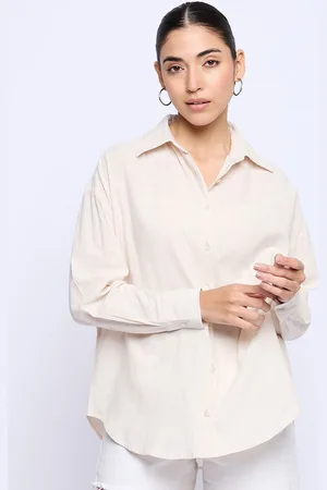 BAESD Women Classic Solid Spread Collar Oversized Casual Shirt