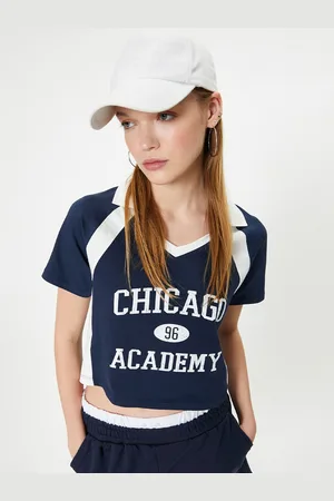 Koton Women Typography Printed Polo Collar Slim Fit T-shirt