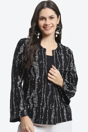 Menka Abstract Dyed Round Neck Long Sleeves Pure Cotton Top