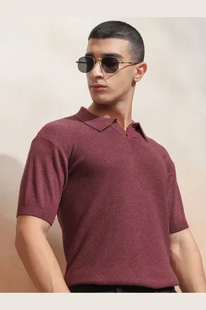 Highlander Men Knitted Textured Polo Collar Cotton T-shirt