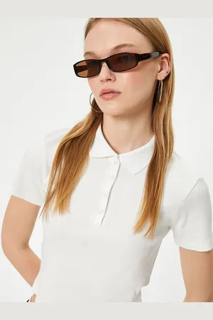 Koton Women Solid Polo Collar T-shirt