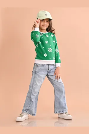 LilPicks Girls Printed Round Neck Fleece Pullover