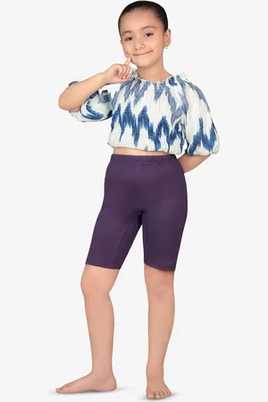 PROTEENS Girls Purple Solid Slim Fit Biker Shorts