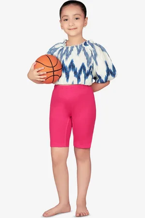 PROTEENS Girls Fuchsia Solid Slim Fit Biker Shorts