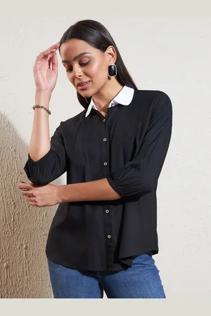 DENNISON Women Black Solid Smart Casual Shirt