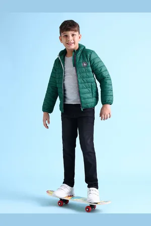 Ralph Lauren Boys Solid Hooded Puffer Jacket With Brand Logo Applique Detail