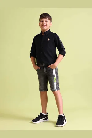 Ralph Lauren U S Polo Assn Kids Boys Grey Typography Printed Shorts