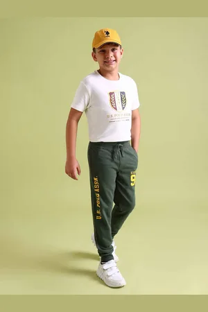 Ralph Lauren Boys Green Printed Pure Cotton Joggers
