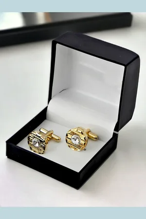 Lucky Jewellery White Gold Plated Geometric Cufflink