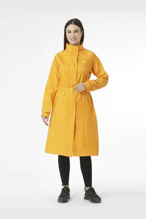Zeel Women Yellow Solid Nylon Traveller Rain Jacket